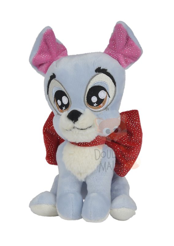 Glamour soft toy tramp dog grey red 17 cm 